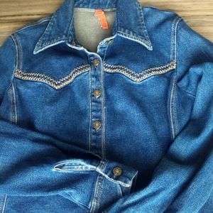 BONjouR VINTAGE DARK WASH STRETCH DENIM SHIRT M